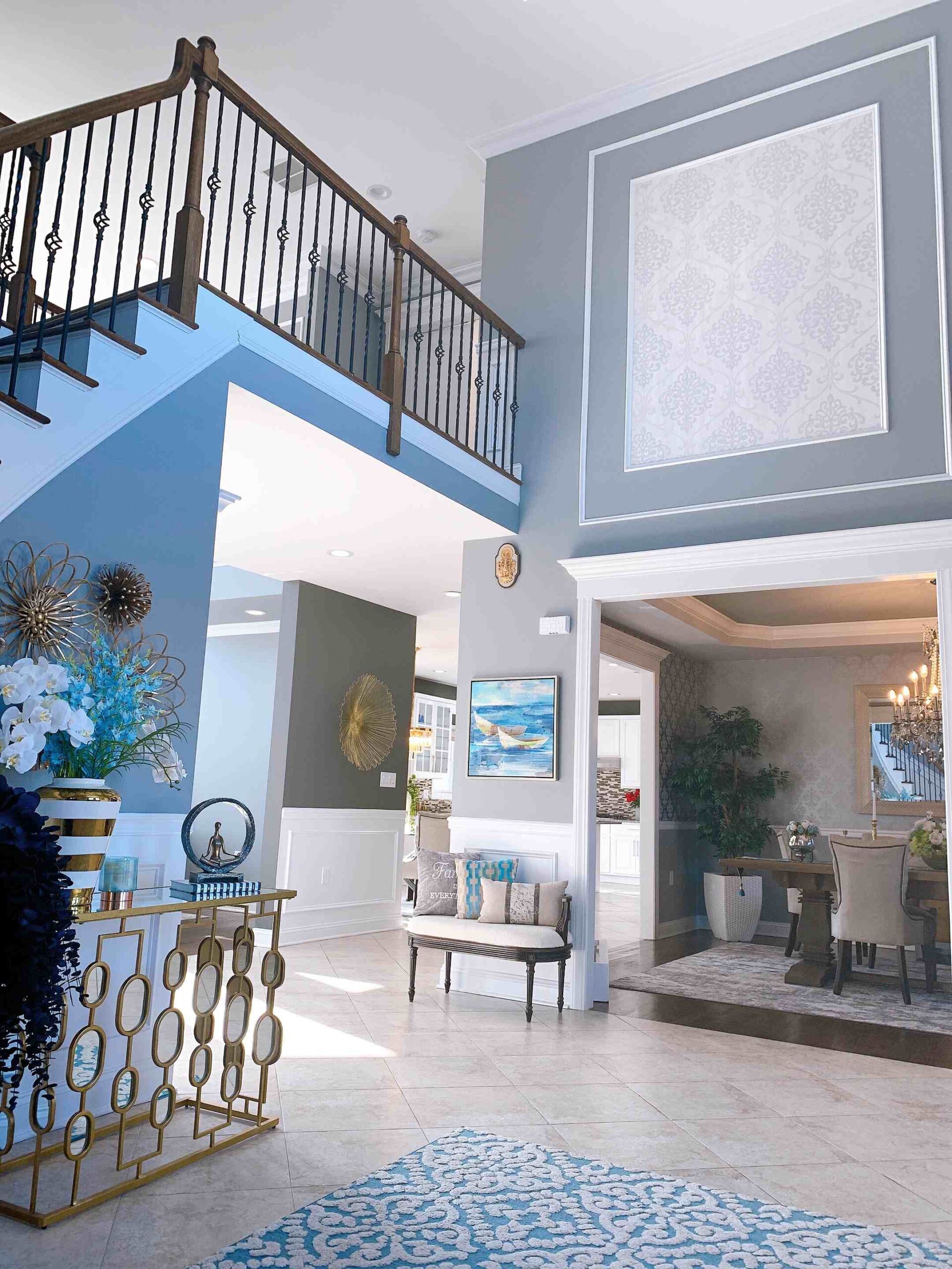 Interior designer working with client in home